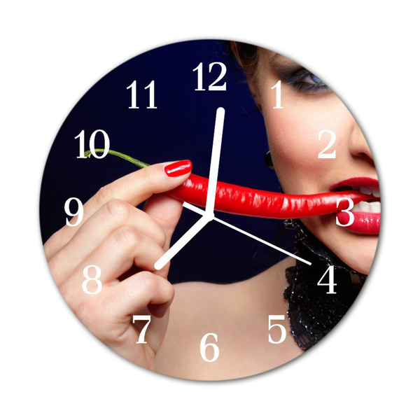 Horloge murale en verre Poivre chili