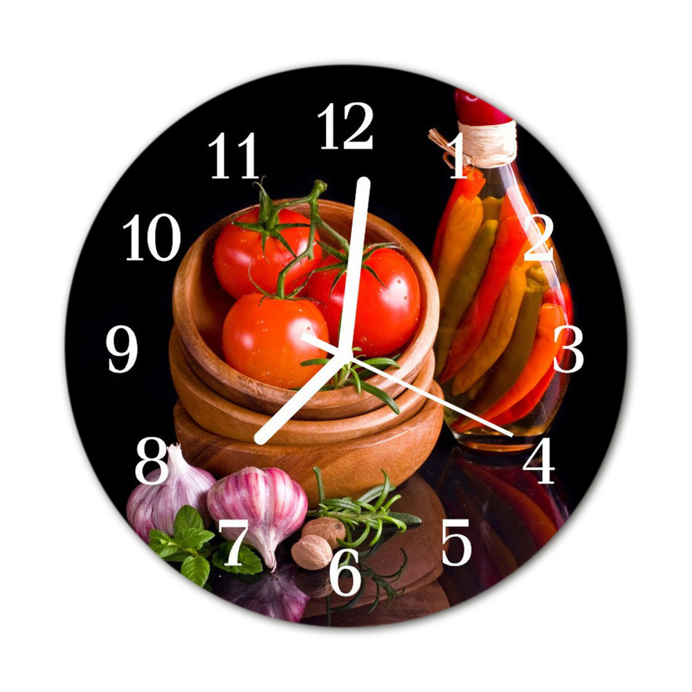 Horloge murale en verre Ail à la tomate