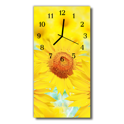 Horloge murale en verre Tournesol