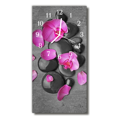 Horloge murale en verre Pierres d'orchidées