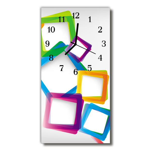 Horloge murale en verre Rectangles colorés