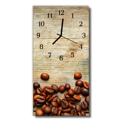 Horloge murale en verre Grains de café bois