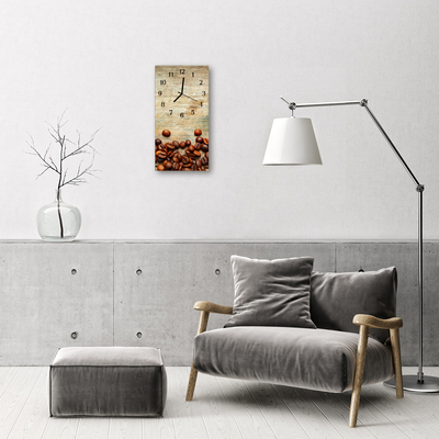 Horloge murale en verre Grains de café bois