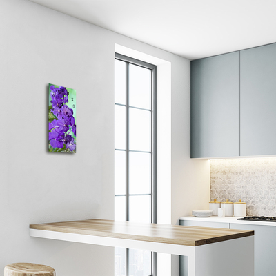 Horloge murale en verre Fleurs