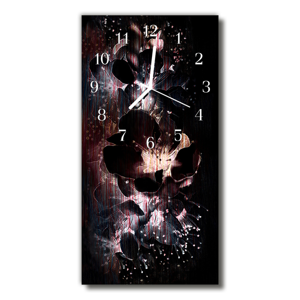 Horloge murale en verre Fleurs