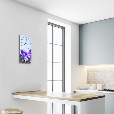 Horloge murale en verre Fleurs