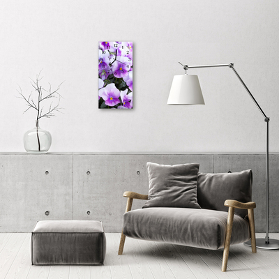 Horloge murale en verre Fleurs