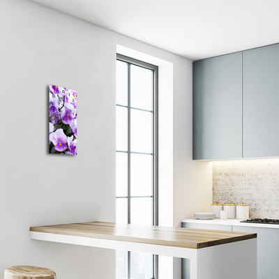 Horloge murale en verre Fleurs