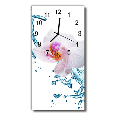 Horloge murale en verre Orchidée