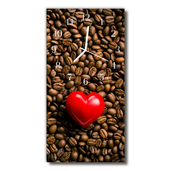Horloge murale en verre Coeur de café en grains