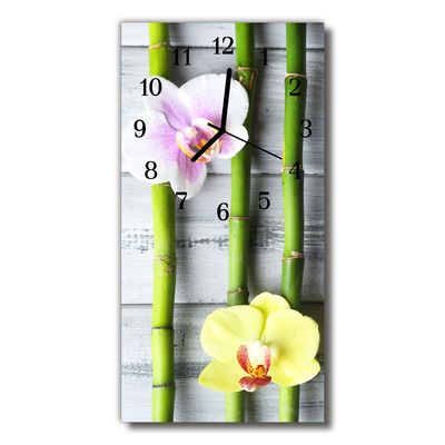 Horloge murale en verre Bambou orchidée