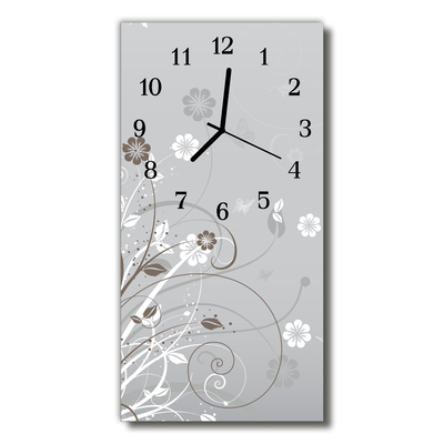 Horloge murale en verre Motif de fleurs