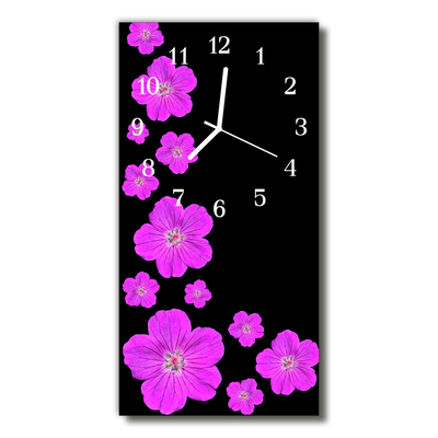 Horloge murale en verre Fleurs