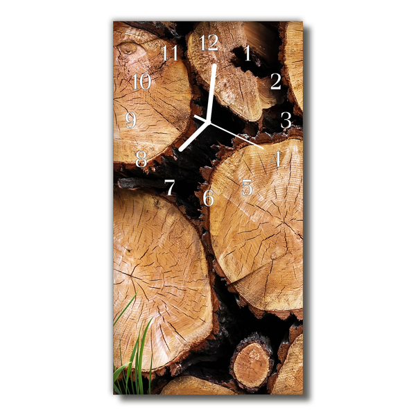 Horloge murale en verre Grain de bois