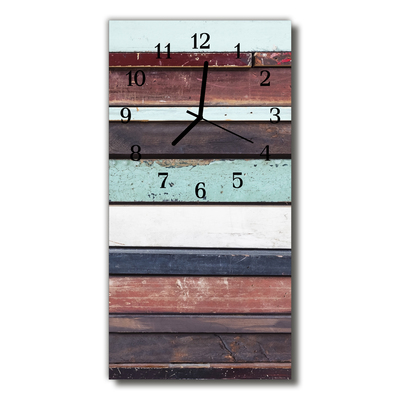 Horloge murale en verre Bandes de bois