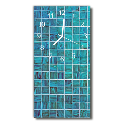 Horloge murale en verre Carreaux bleus