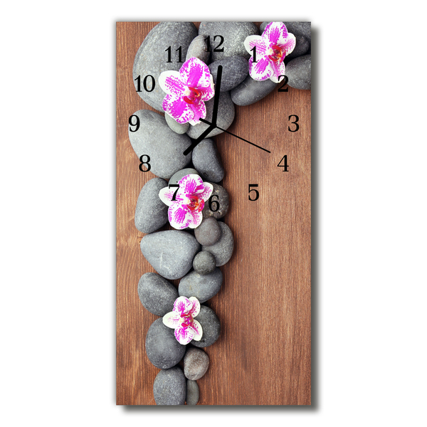 Horloge murale en verre Pierres d'orchidées