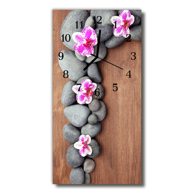Horloge murale en verre Pierres d'orchidées