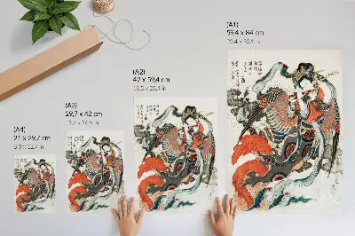 Impression sur toile motif japonais vintage style ukiyo-e d'Hokusai