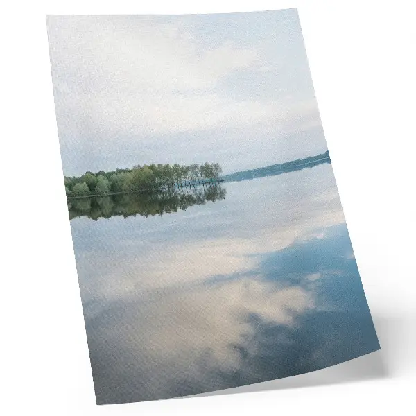 Décoration murale paysage d'eau calme avec arbres et reflet du ciel