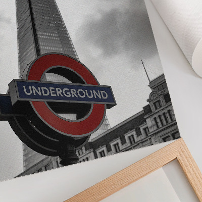Impression sur toile composition minimaliste d'un panneau de métro moderne sur un gratte-ciel
