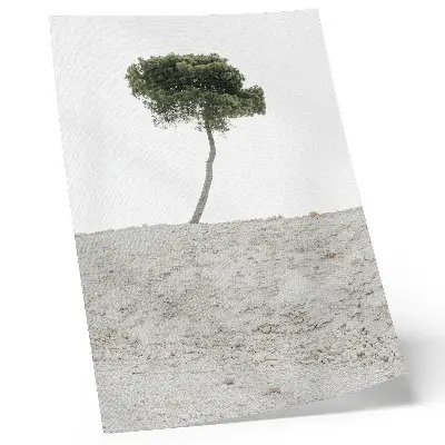Décoration murale arbre solitaire sur fond clair au style minimaliste