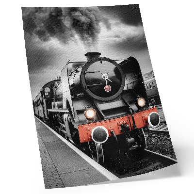 Impression sur toile Une locomotive à vapeur noire et blanche puissante et classique