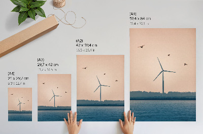 Décoration murale Un moulin à vent entouré par la nature et les oiseaux