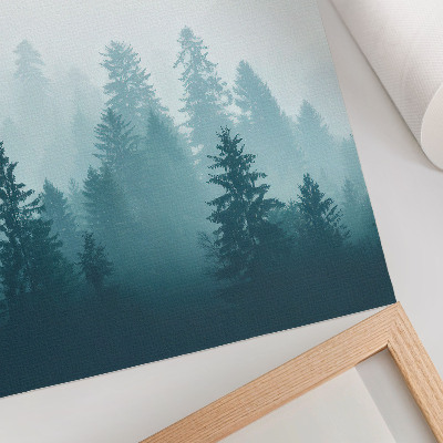 Impression sur toile oiseau de la forêt brumeuse et douce, haut au-dessus des arbres