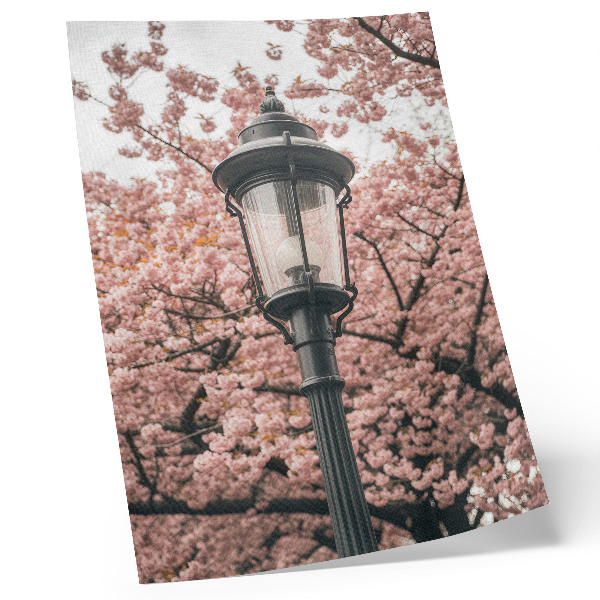 Affiche décorative Arbres roses, lanterne noire, atmosphère nostalgique