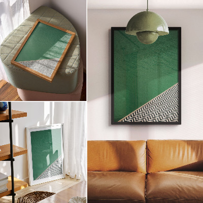 Impression sur toile Vert avec un motif géométrique noir et blanc