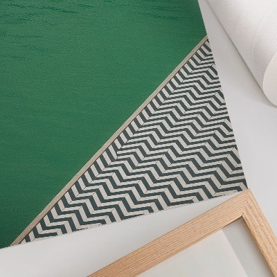 Impression sur toile Vert avec un motif géométrique noir et blanc