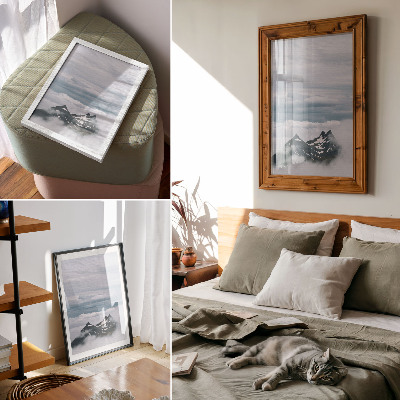 Affiche décorative Sommets montagneux dans la brume, paix, élégance