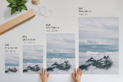 Affiche décorative Sommets montagneux dans la brume, paix, élégance