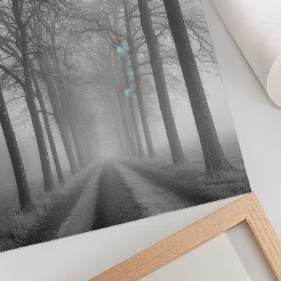 Impression sur toile allée des arbres brumeux au style minimalisme moderne