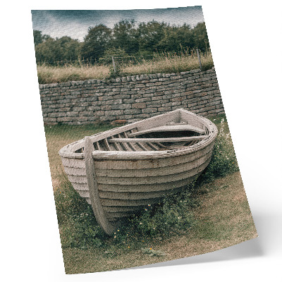Affiche décorative Bateau abandonné, mur d'herbe, paix de la nature
