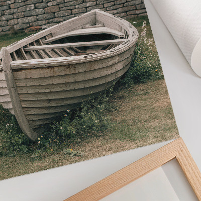 Affiche décorative Bateau abandonné, mur d'herbe, paix de la nature