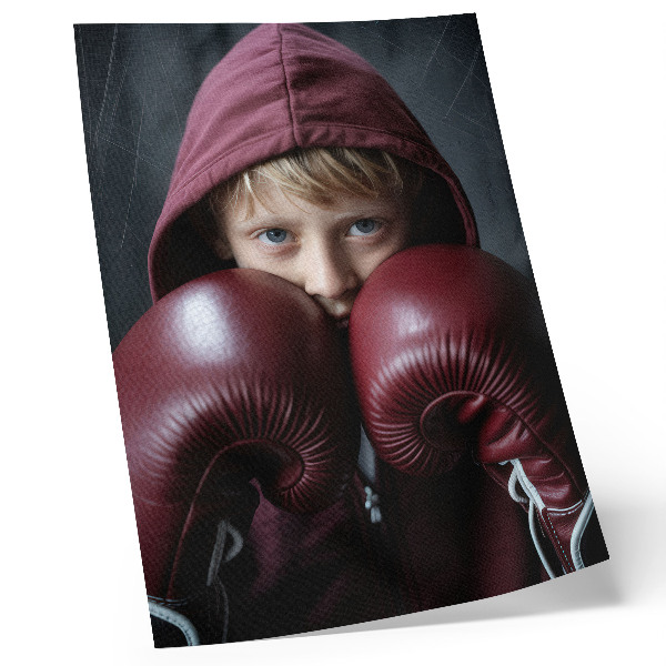 Décoration murale Enfant en sweat-shirt bordeaux, caleçon et gants, minimalisme