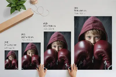 Décoration murale enfant en sweat-shirt bordeaux avec caleçon et gants au style minimaliste