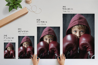 Décoration murale Enfant en sweat-shirt bordeaux, caleçon et gants, minimalisme