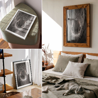 Affiche décorative Gros plan photoréaliste du visage d'un cheval dans la neige