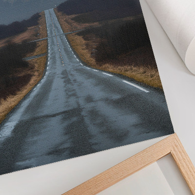 Affiche décorative Montagnes nuageuses, route accidentée, atmosphère paisible