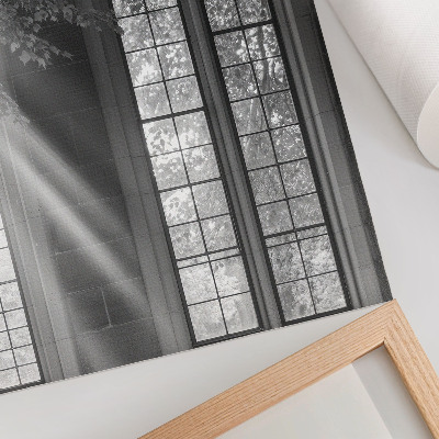 Impression sur toile Vieilles fenêtres gothiques, lumière, feuilles mystérieuses