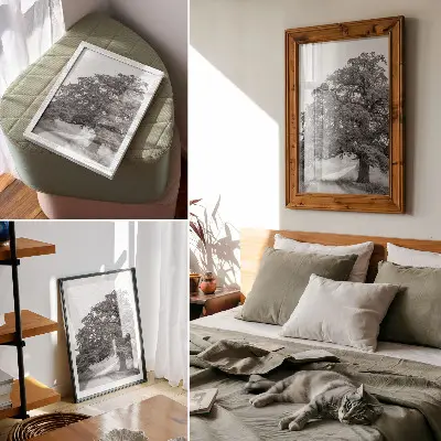 Affiche décorative représentant un arbre monumental dans un paysage paisible
