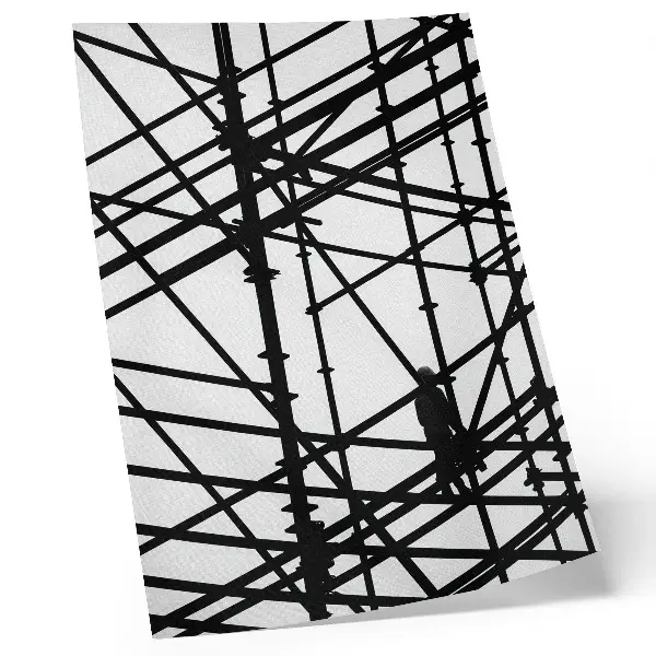 Impression sur toile représentant des lignes contrastées sur un fond clair au style moderne et structuré