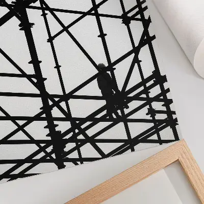 Impression sur toile représentant des lignes contrastées sur un fond clair au style moderne et structuré