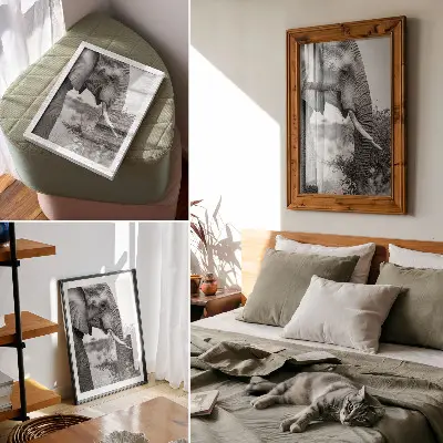 Décoration murale gros plan d'un éléphant mettant en valeur sa beauté naturelle et l'harmonie des textures