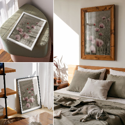 Impression sur toile Coquelicots pastel, ambiance romantique, fleurs subtiles