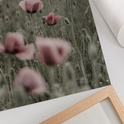 Impression sur toile Coquelicots pastel, ambiance romantique, fleurs subtiles