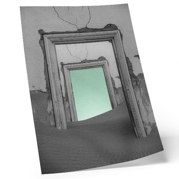 Décoration murale bâtiments abandonnés dans un désert vert surréaliste